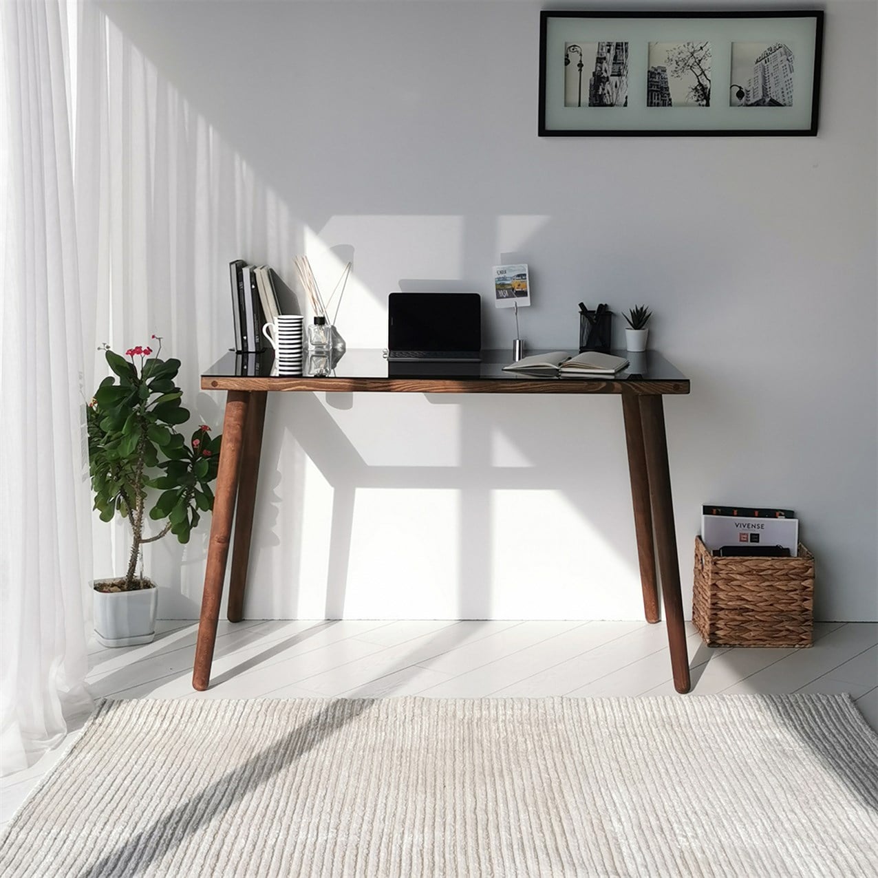 NEOstill - Cozy Çalışma Masası Ahşap Temperli Cam