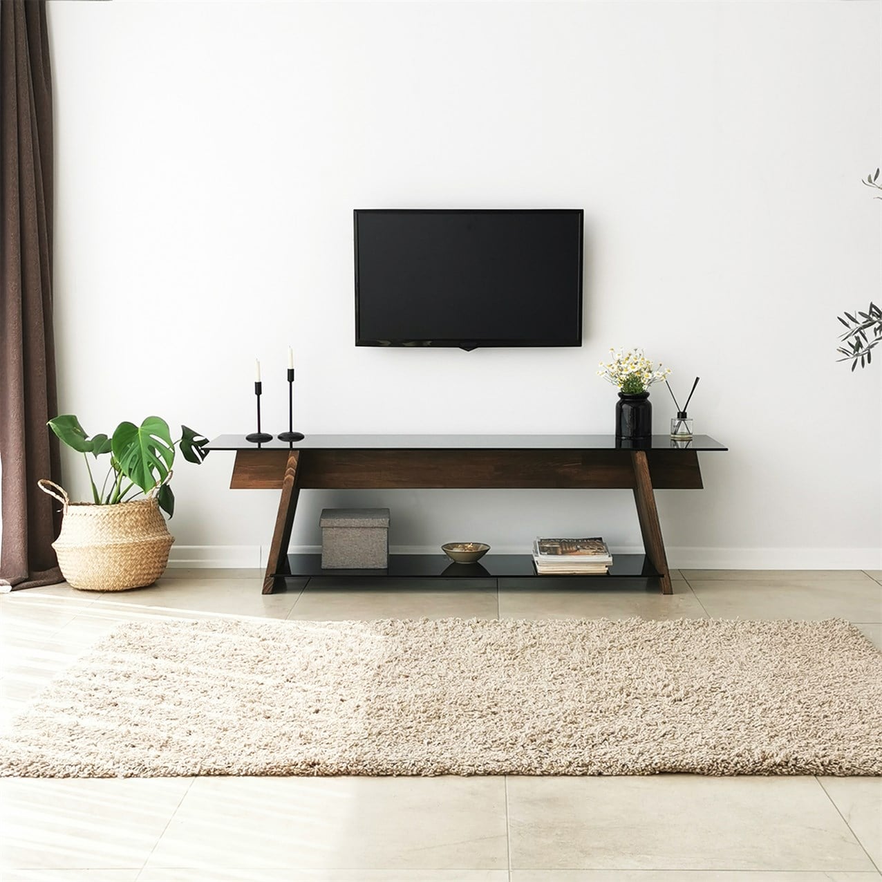 NEOstill - Ahşap TV Sehpası Woodn Glass TV201