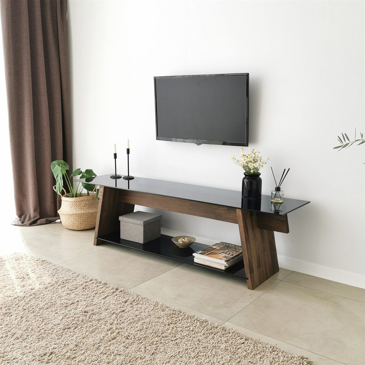 NEOstill - Ahşap TV Sehpası Woodn Glass TV201