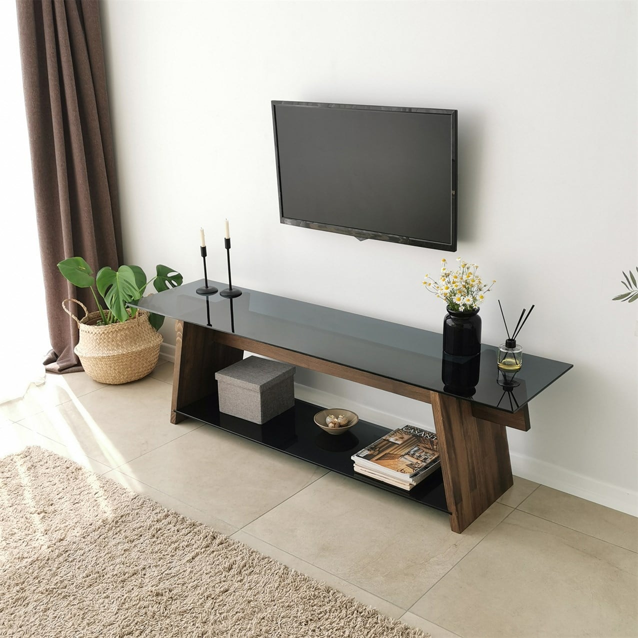 NEOstill - Ahşap TV Sehpası Woodn Glass TV201