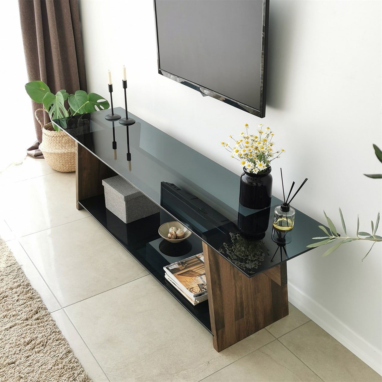 NEOstill - Ahşap TV Sehpası Woodn Glass TV201