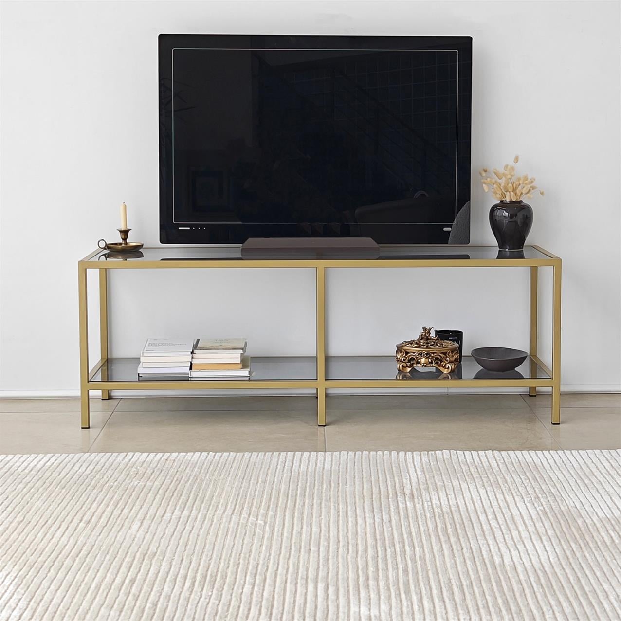 NEOstill - Basic Gold Tv Sehpası & Füme Cam