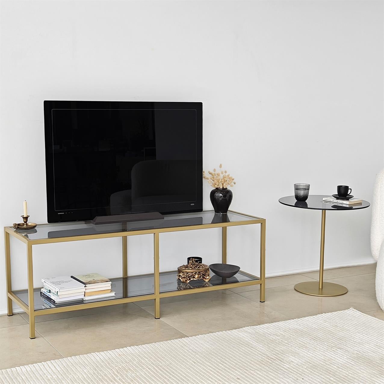 NEOstill - Basic Gold Tv Sehpası & Füme Cam