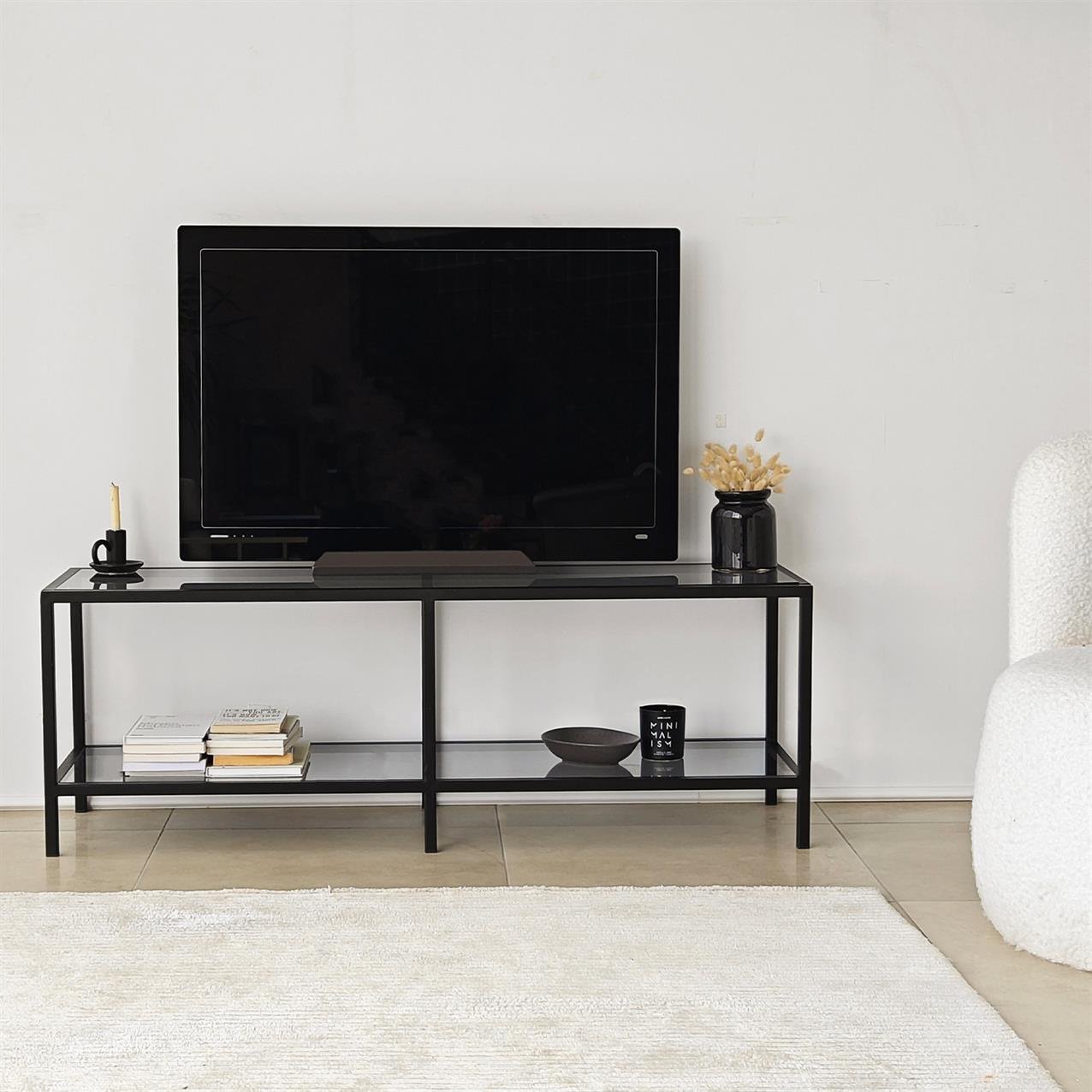 NEOstill - Basic Siyah Tv Sehpası & Füme Cam