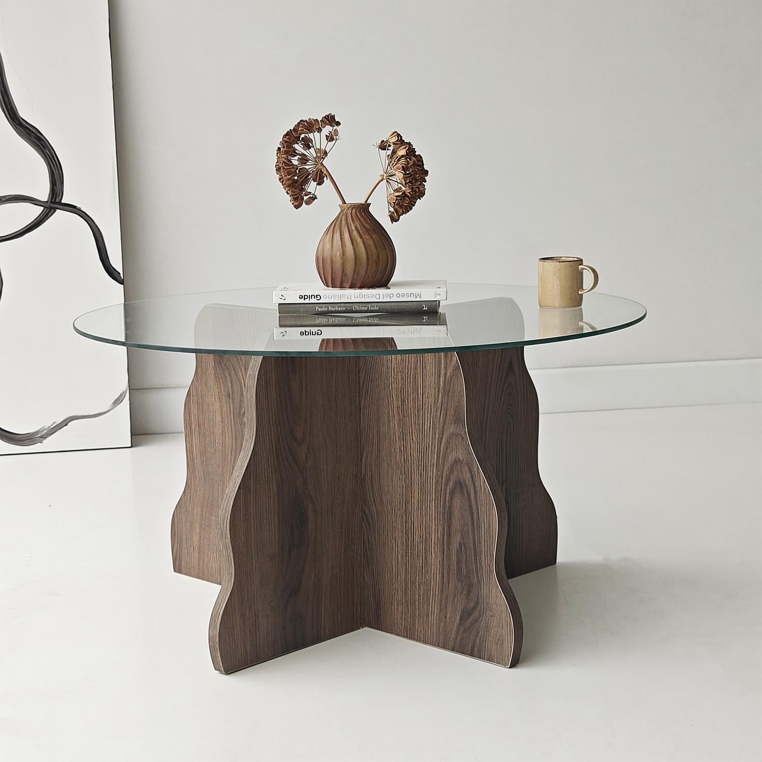 NEOstill - Butterfly  Sehpa-Ceviz/Şeffaf Cam