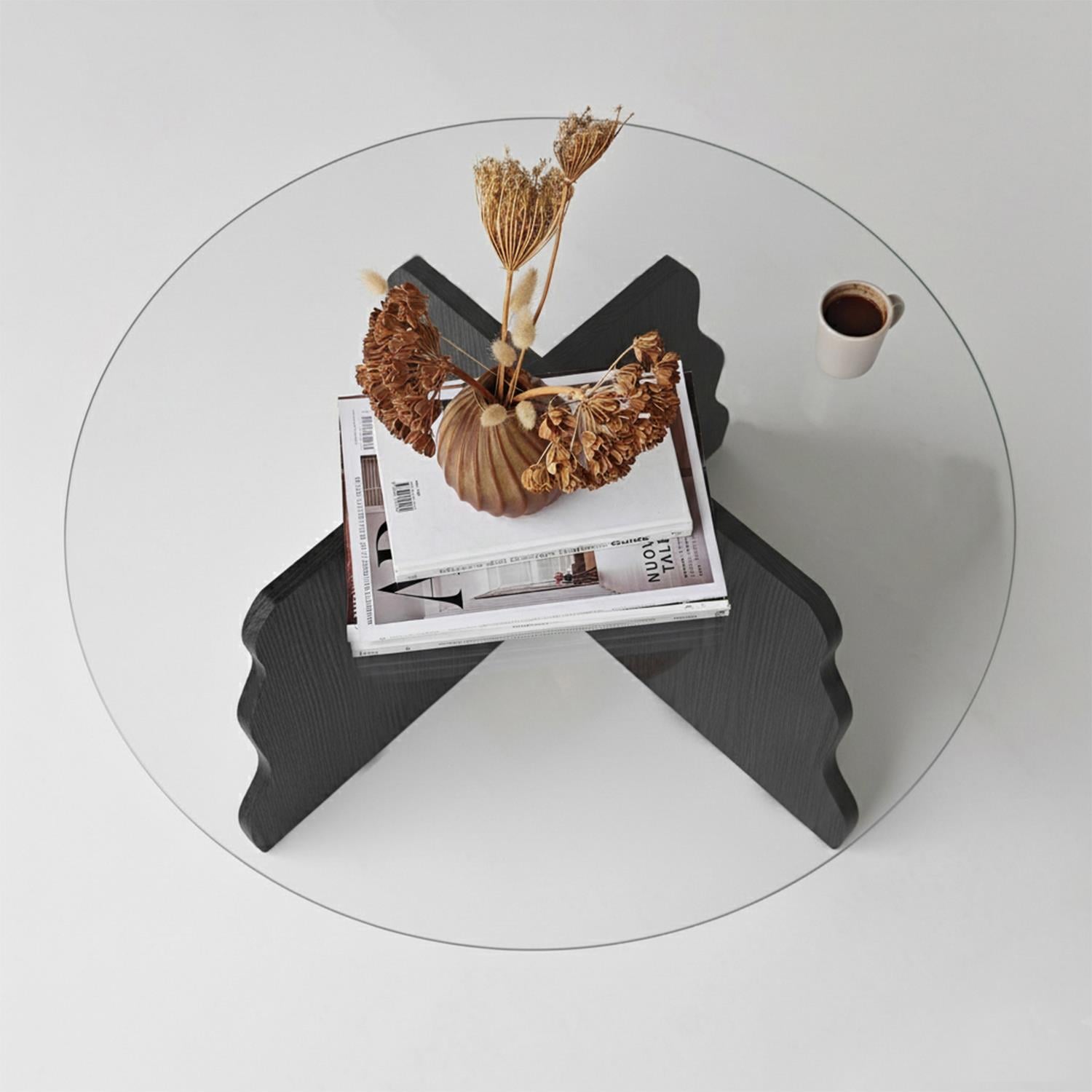 NEOstill - Butterfly  Sehpa-Siyah/Şeffaf Cam