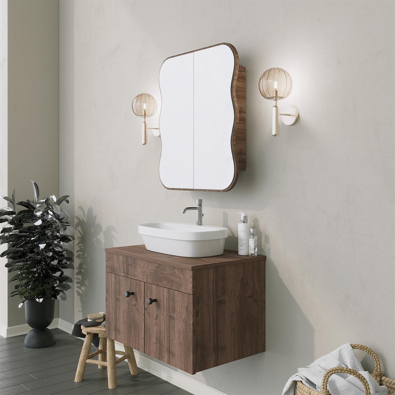 NEOstill -Day Dream Aynalı Banyo Dolabı/Ceviz 60cm