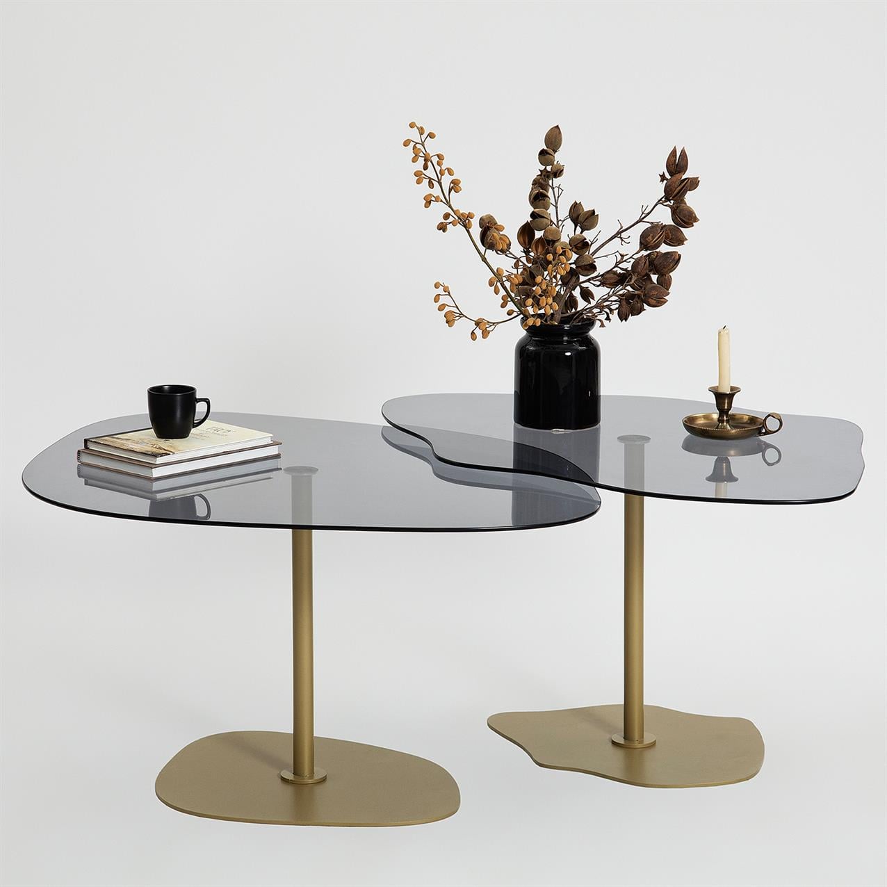 NEOstill - Dior & Soho Sehpa Seti / Füme & Gold