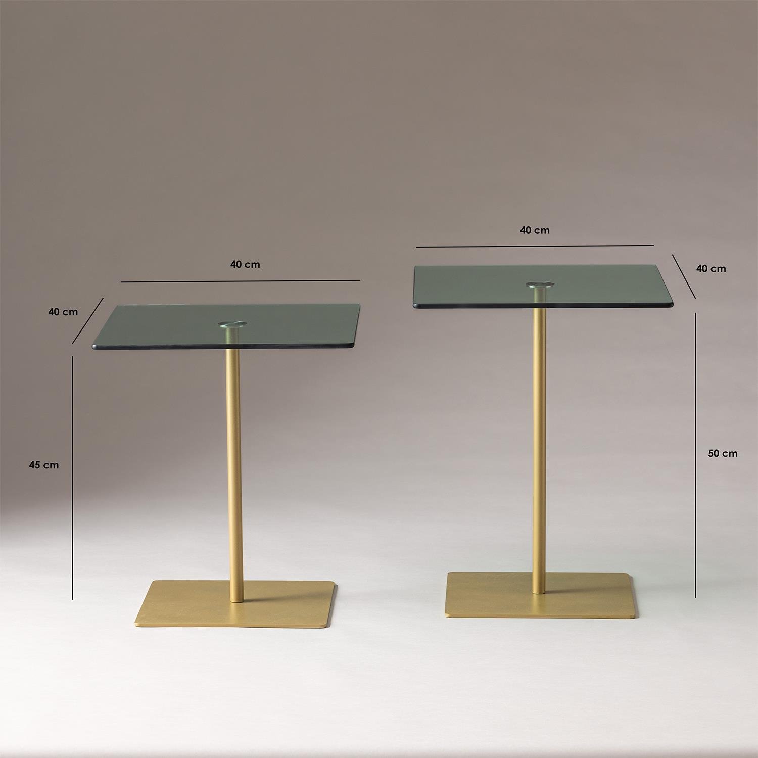 NEOstill - Elegante 2li Sehpa / Gold&Yeşil Cam