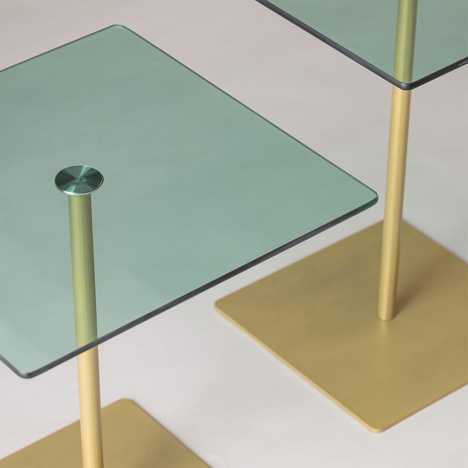 NEOstill - Elegante 2li Sehpa / Gold&Yeşil Cam