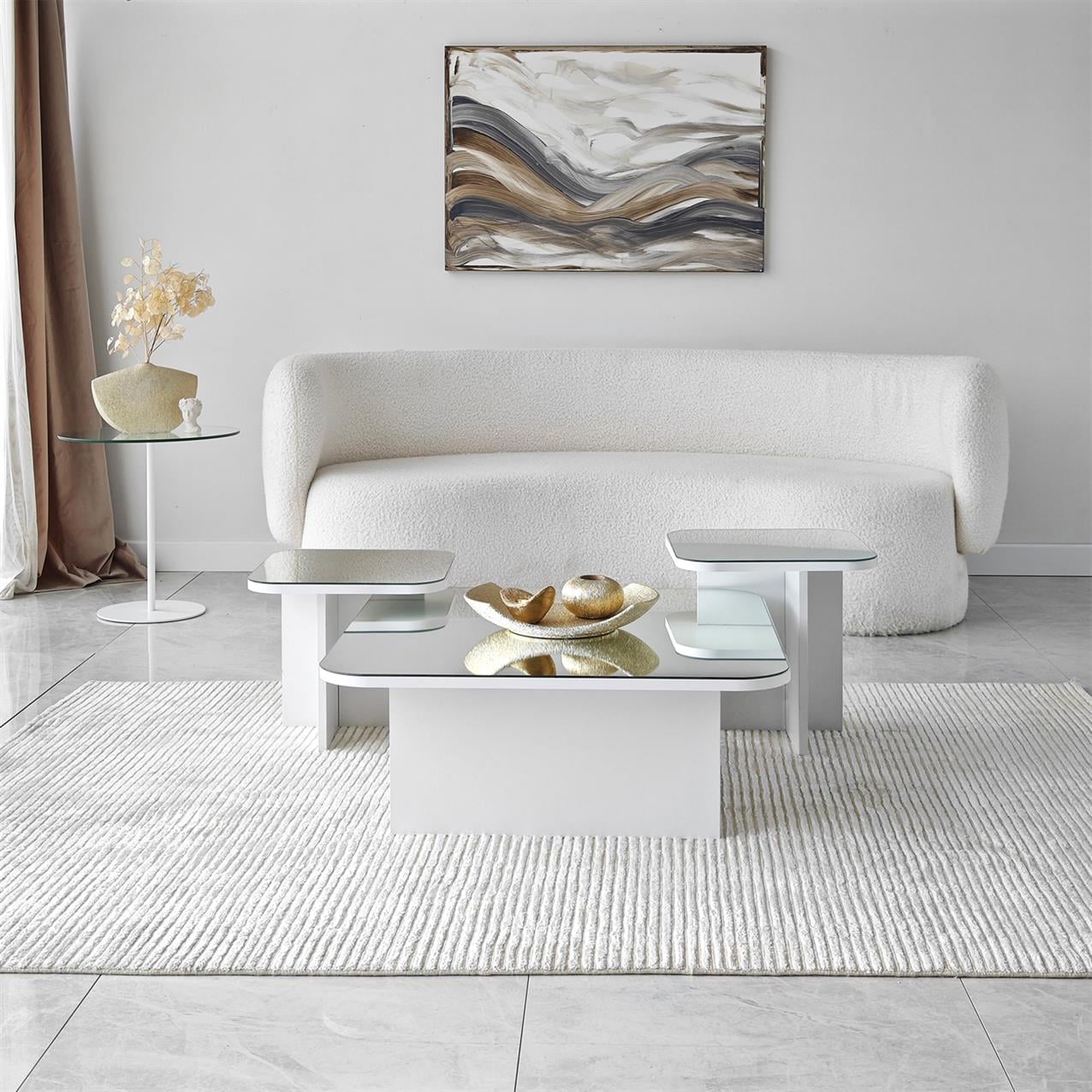 NEOstill - Jazz Sehpa Seti  / Beyaz  &  Ayna