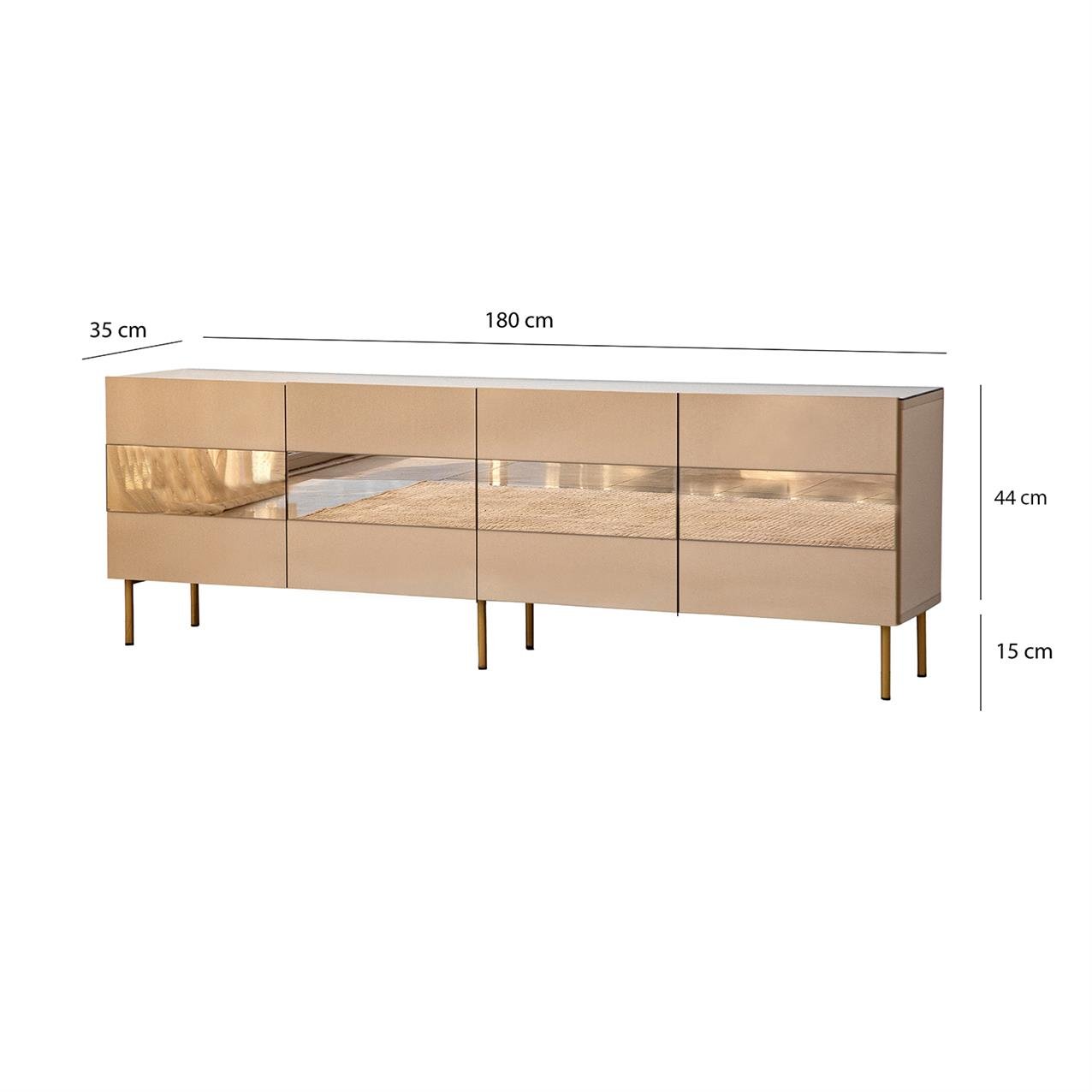 NEOstill - Leon Tv Sehpası /Bronz Ayna & Gold Ayak