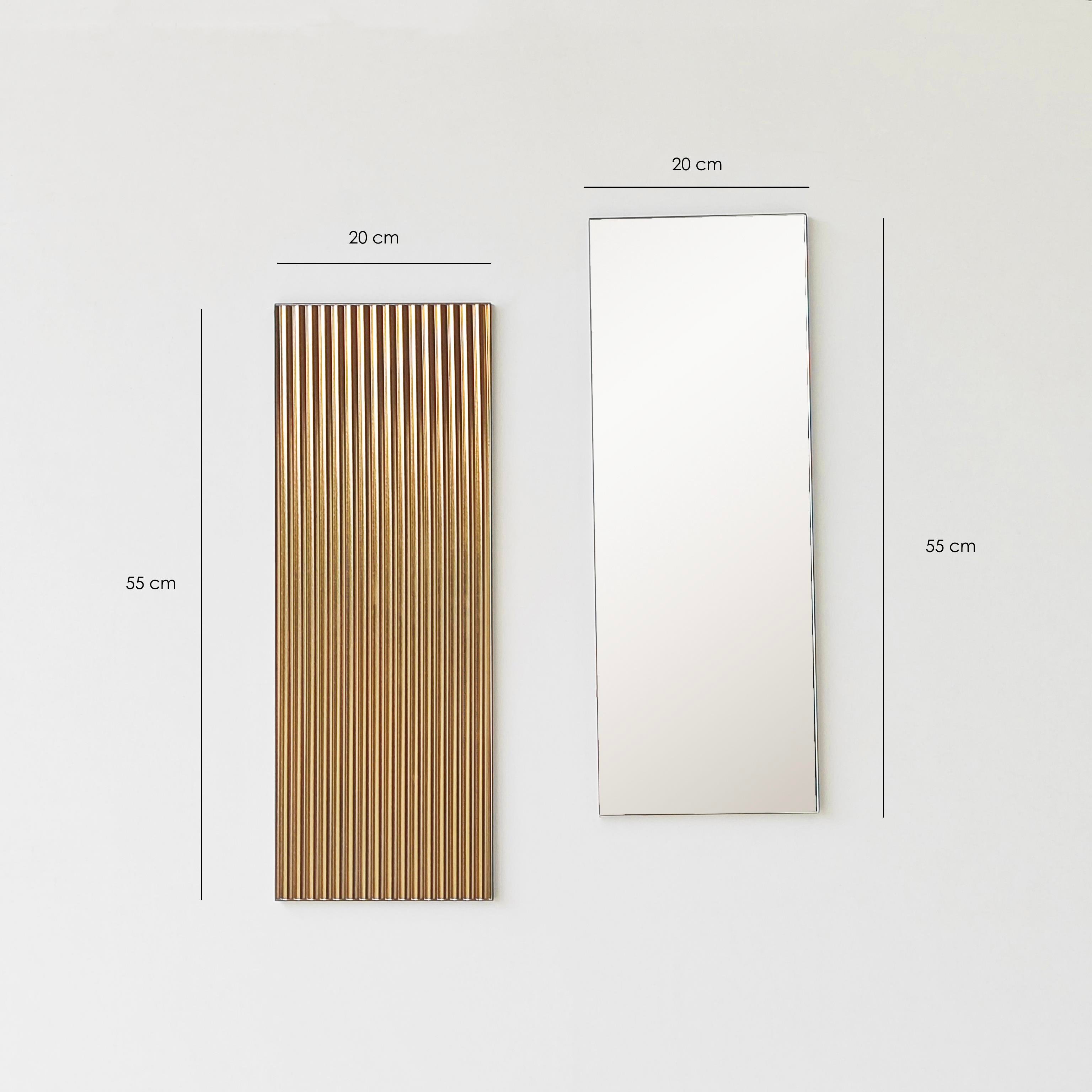 NEOstill - Linea Çizgili Bronz & Naturel Ayna Set