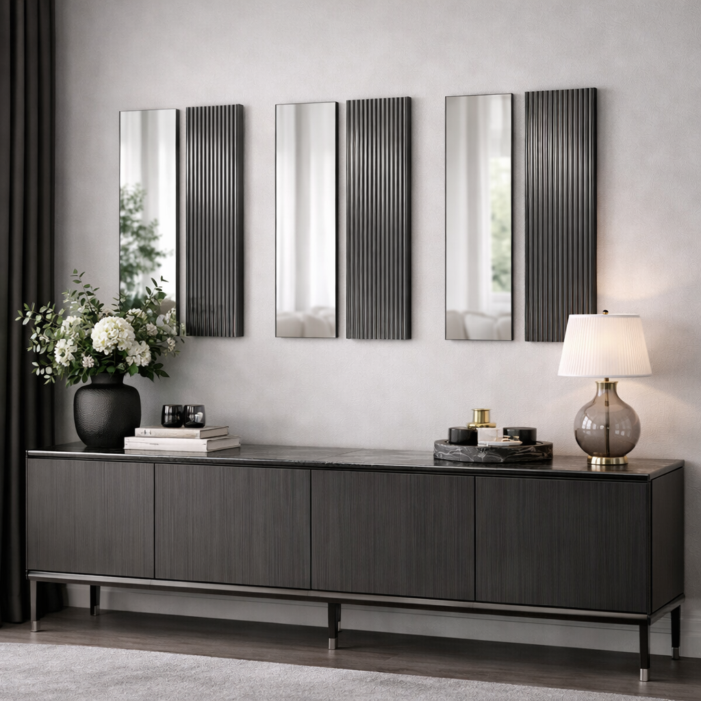 NEOstill - Linea Çizgili Füme & Naturel Ayna Set