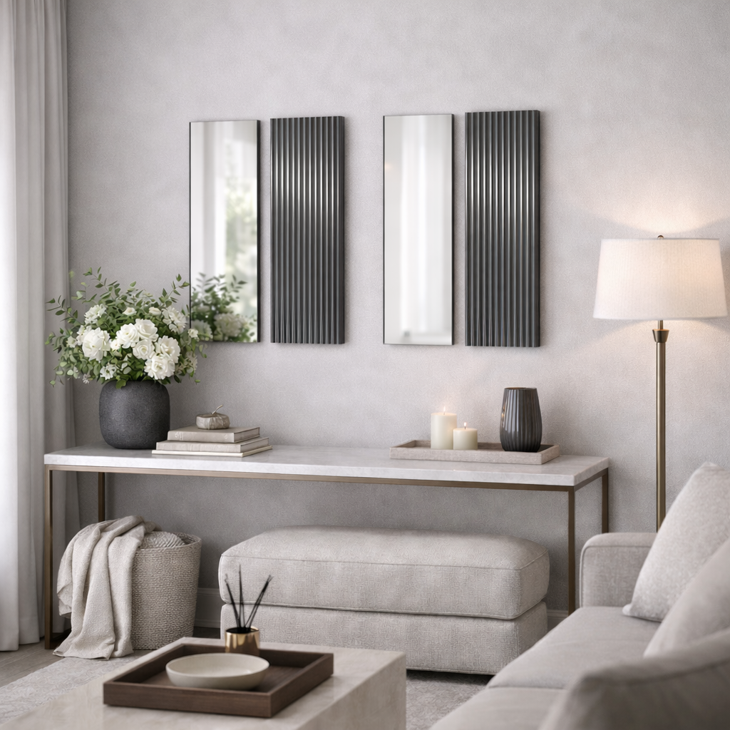 NEOstill - Linea Çizgili Füme & Naturel Ayna Set