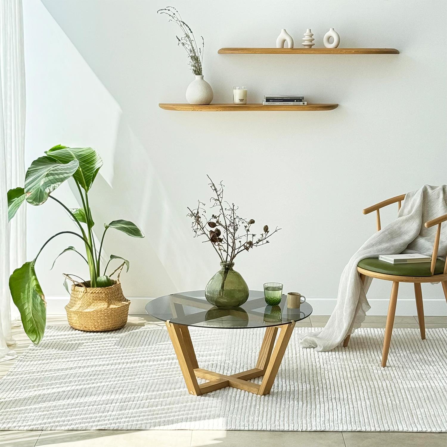 NEOstill - Lotus Cam Sehpa / Teak & Füme Cam