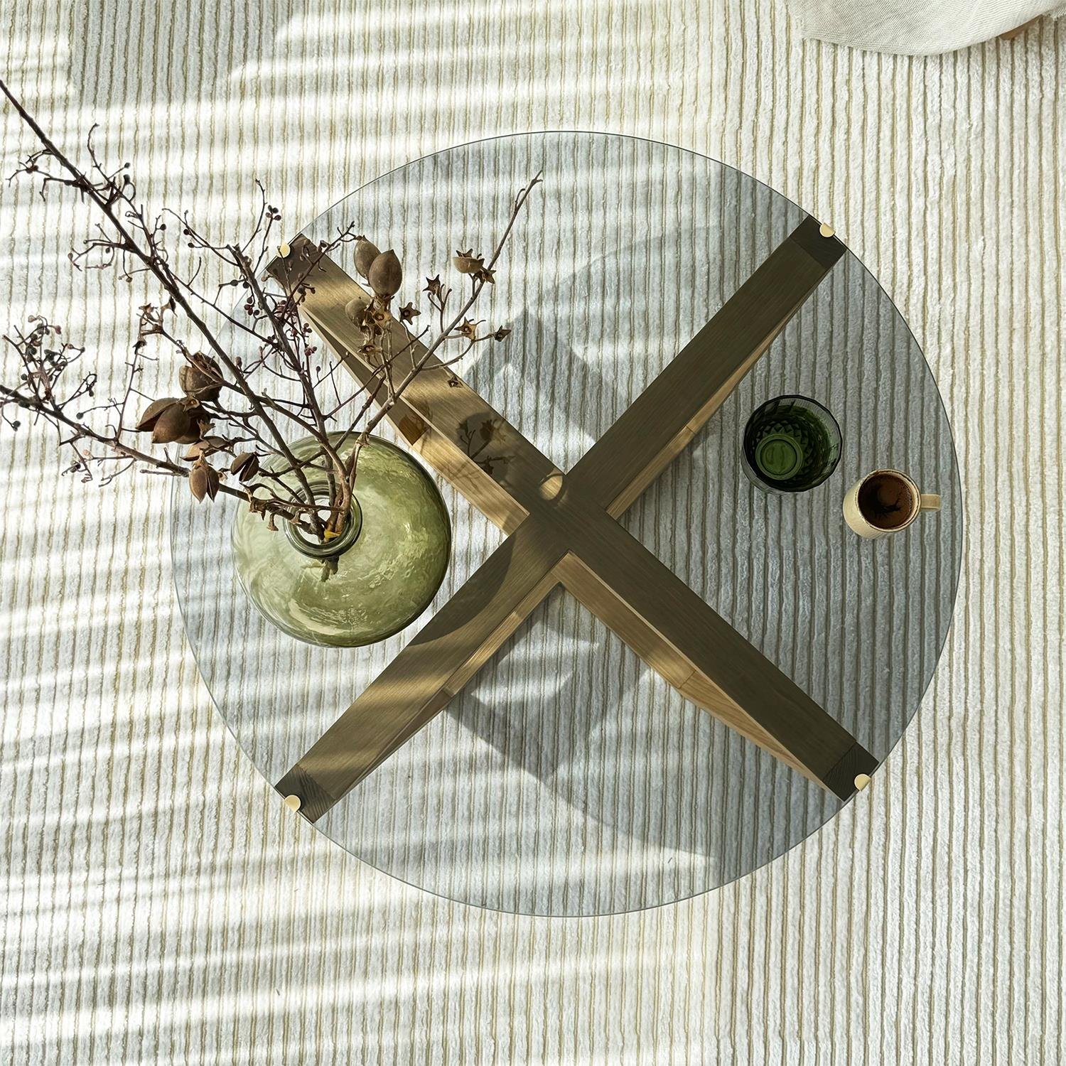 NEOstill - Lotus Cam Sehpa / Teak & Füme Cam