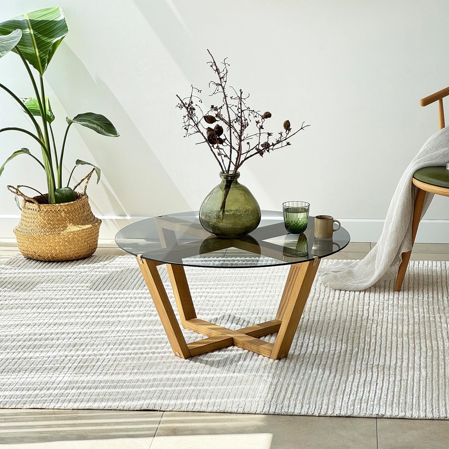 NEOstill - Lotus Cam Sehpa / Teak & Füme Cam