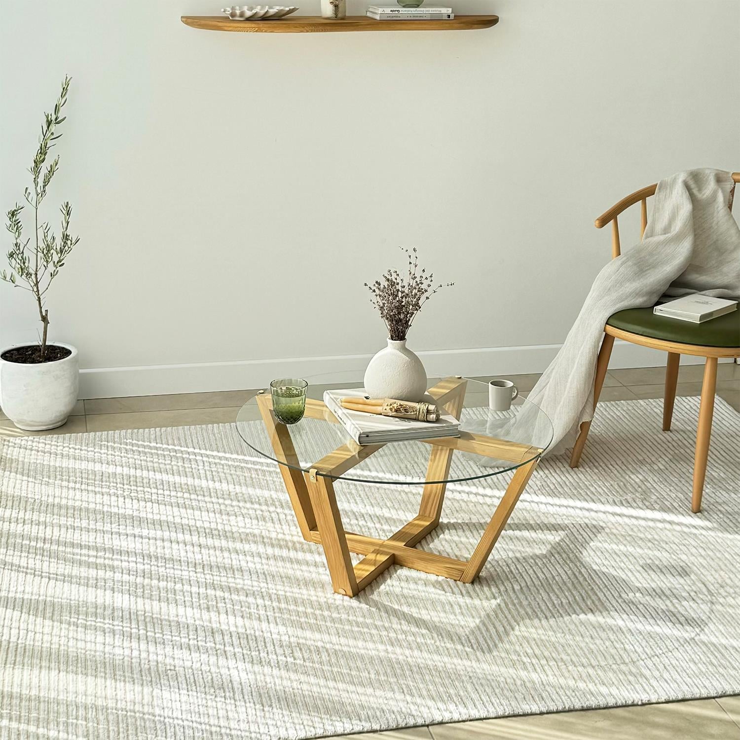 NEOstill - Lotus Cam Sehpa / Teak & Şeffaf Cam