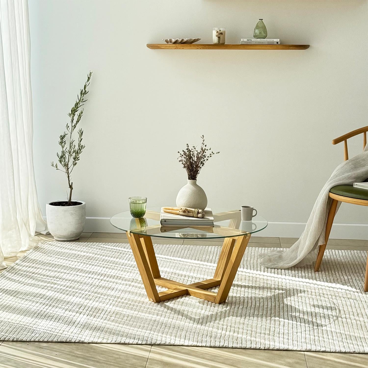 NEOstill - Lotus Cam Sehpa / Teak & Şeffaf Cam