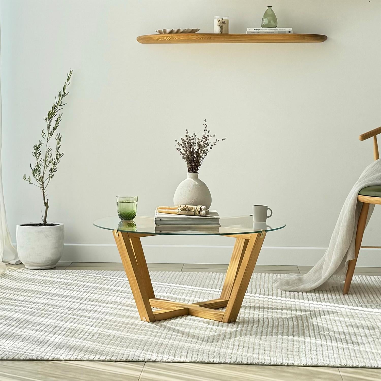 NEOstill - Lotus Cam Sehpa / Teak & Şeffaf Cam