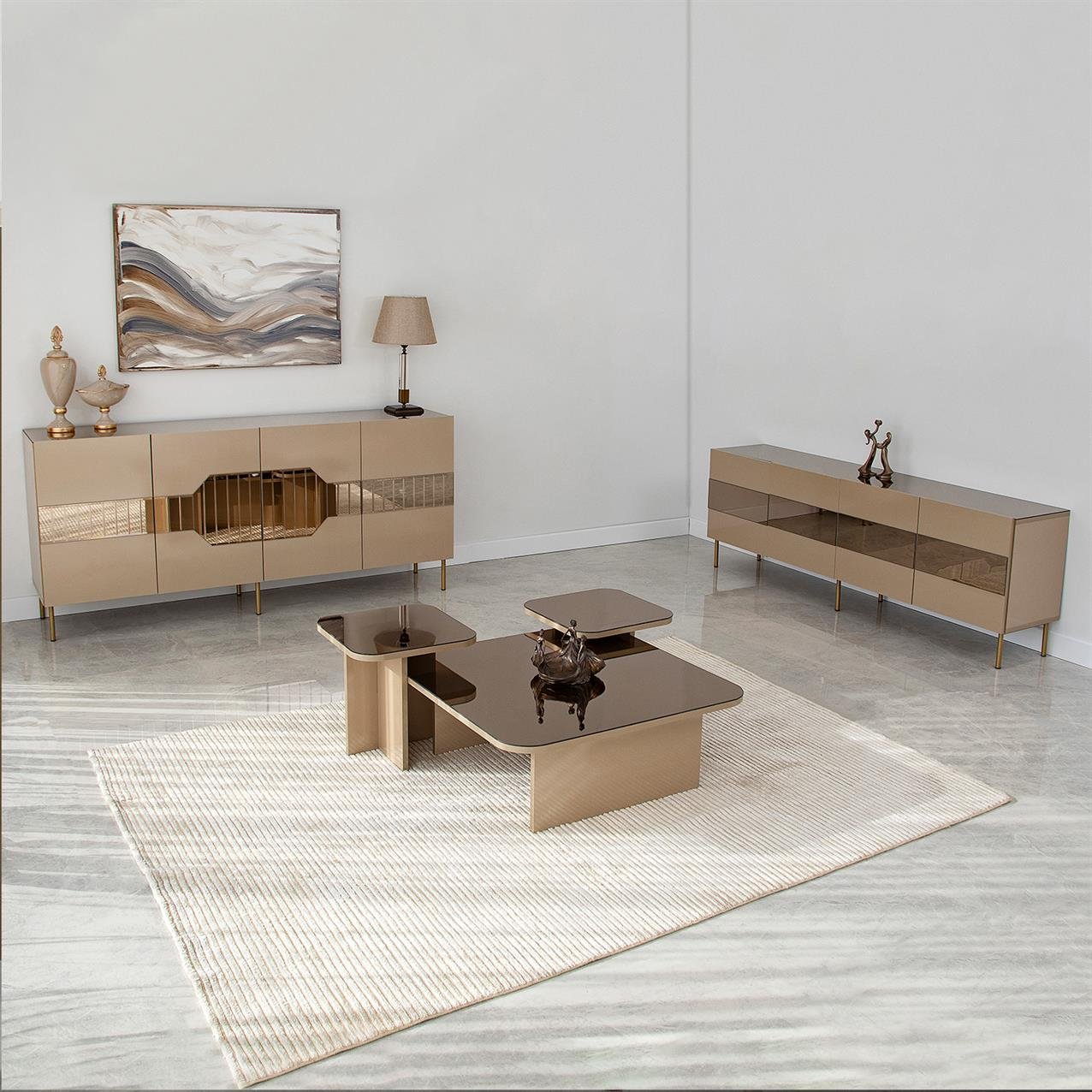 NEOstill - Milan Konsol / Bronz Ayna & Gold Ayak