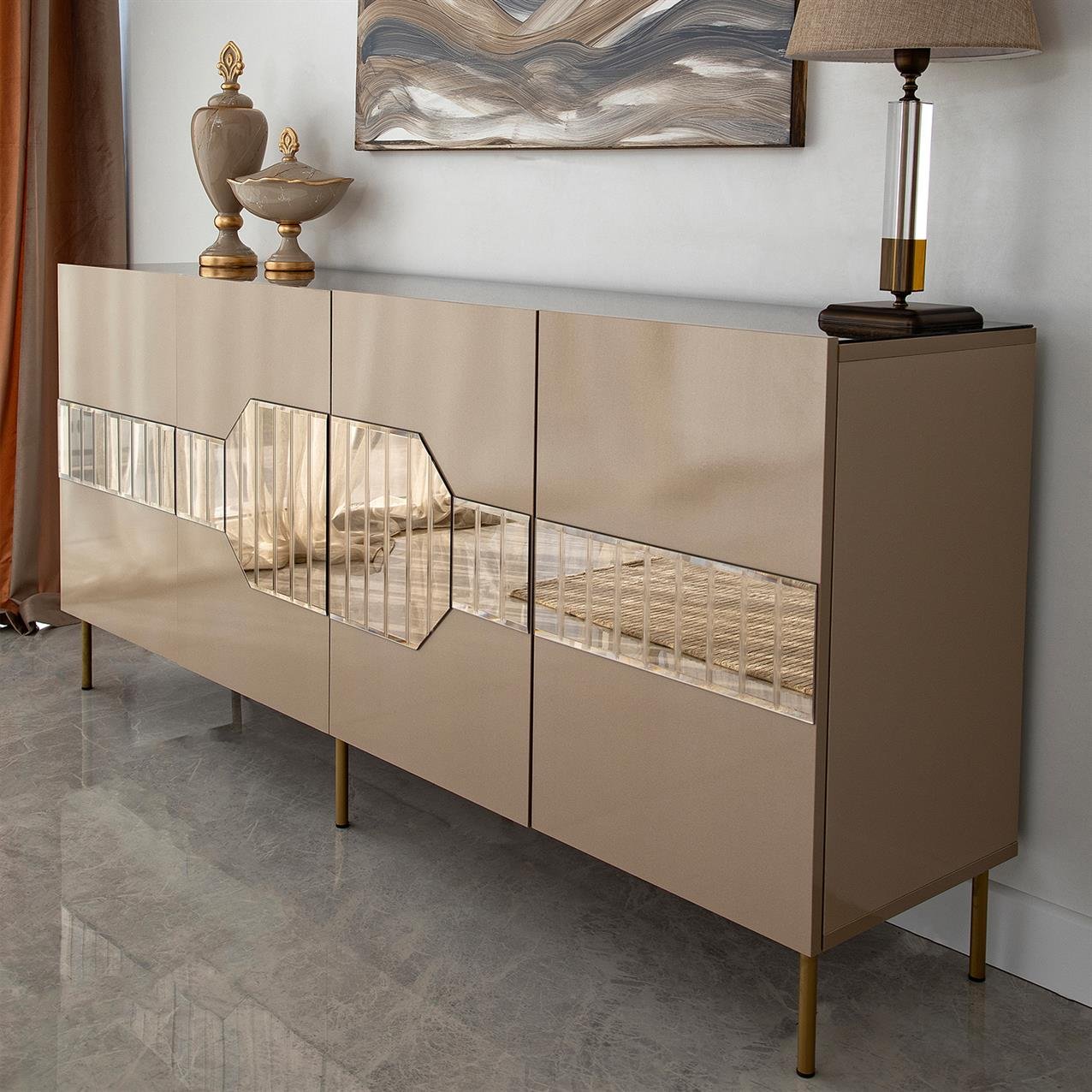 NEOstill - Milan Konsol / Bronz Ayna & Gold Ayak