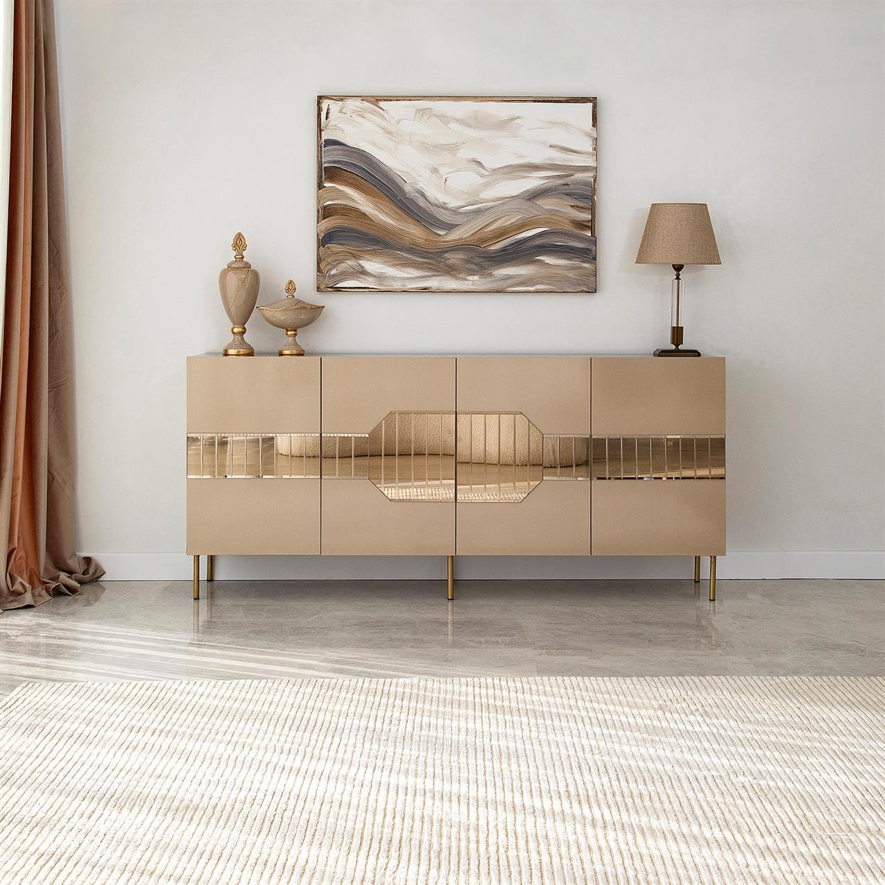 NEOstill - Milan Konsol / Bronz Ayna & Gold Ayak
