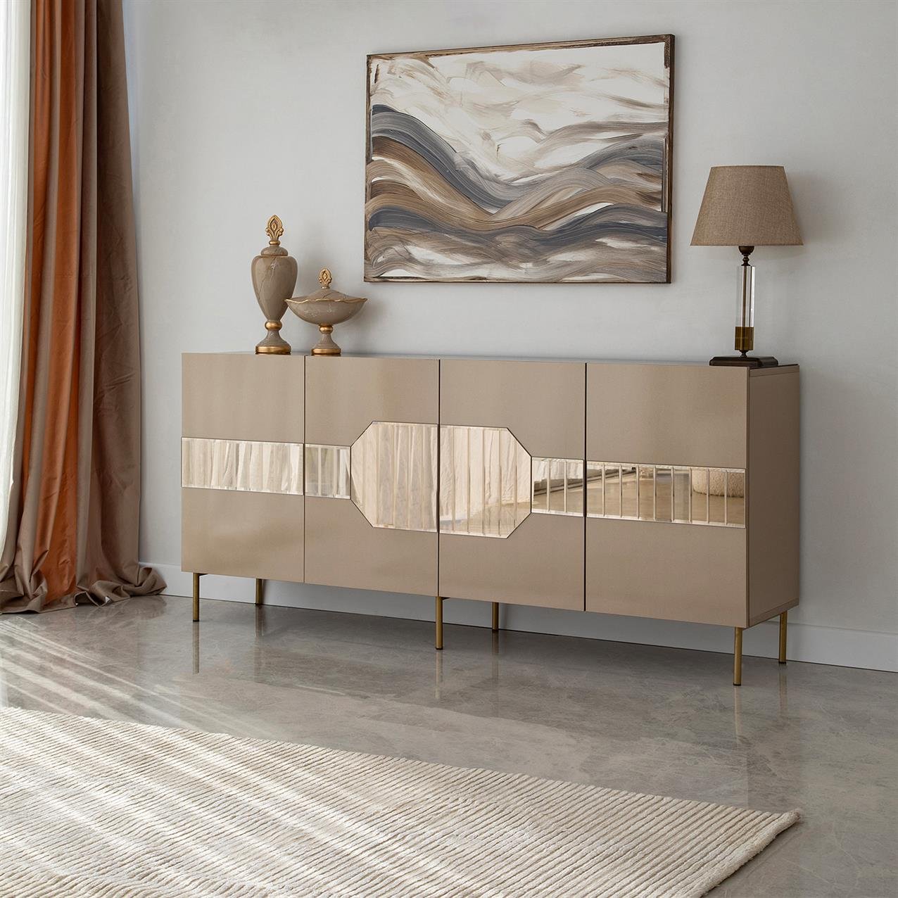 NEOstill - Milan Konsol / Bronz Ayna & Gold Ayak