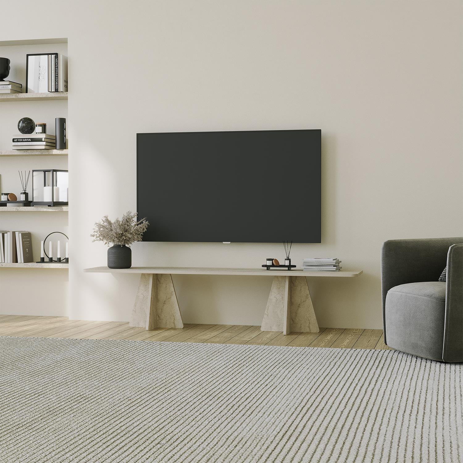 NEOstill - Mushroom Tv Sehpası / Traverten Desen
