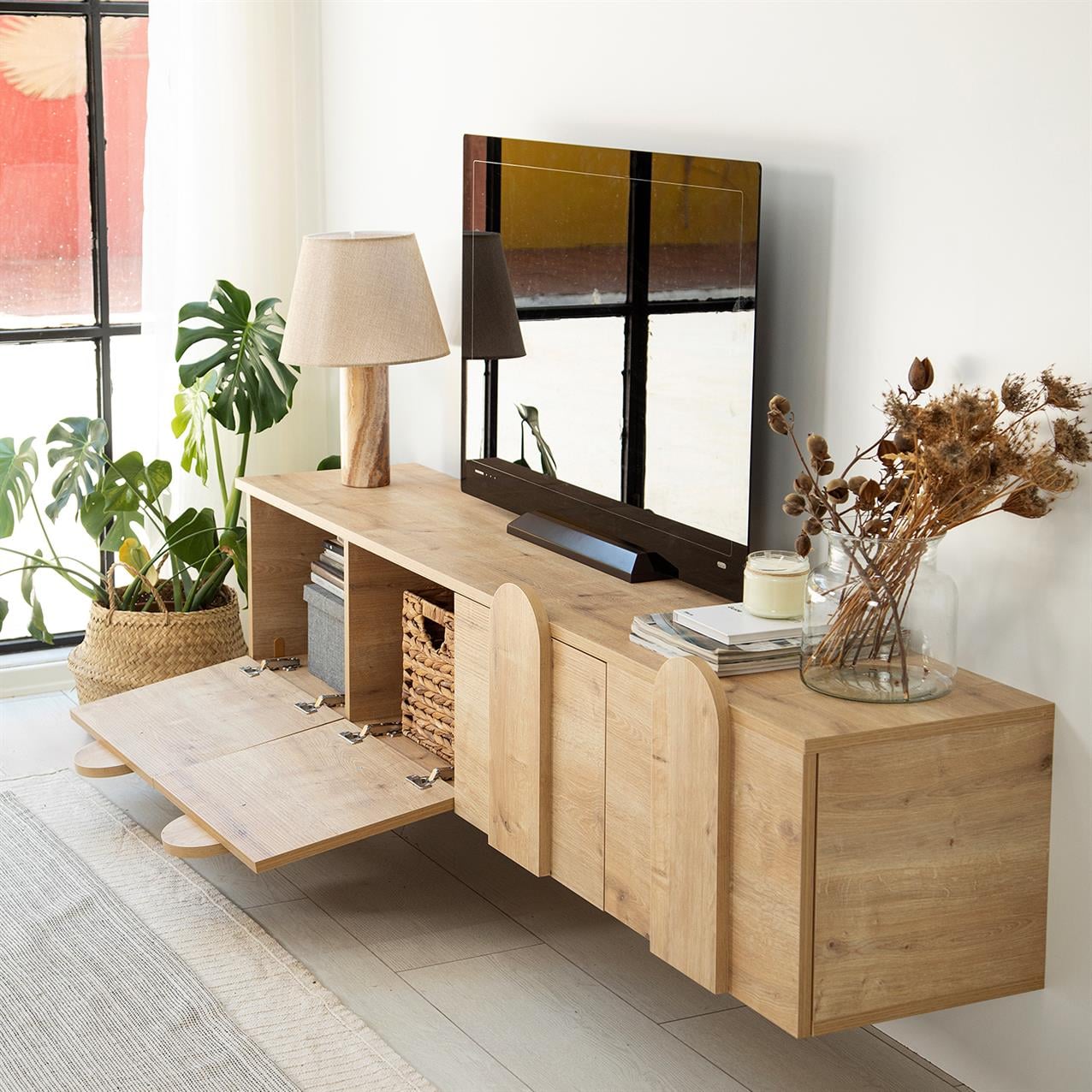 NEOstill - New Line Duvar Tv Ünitesi / Meşe Renk