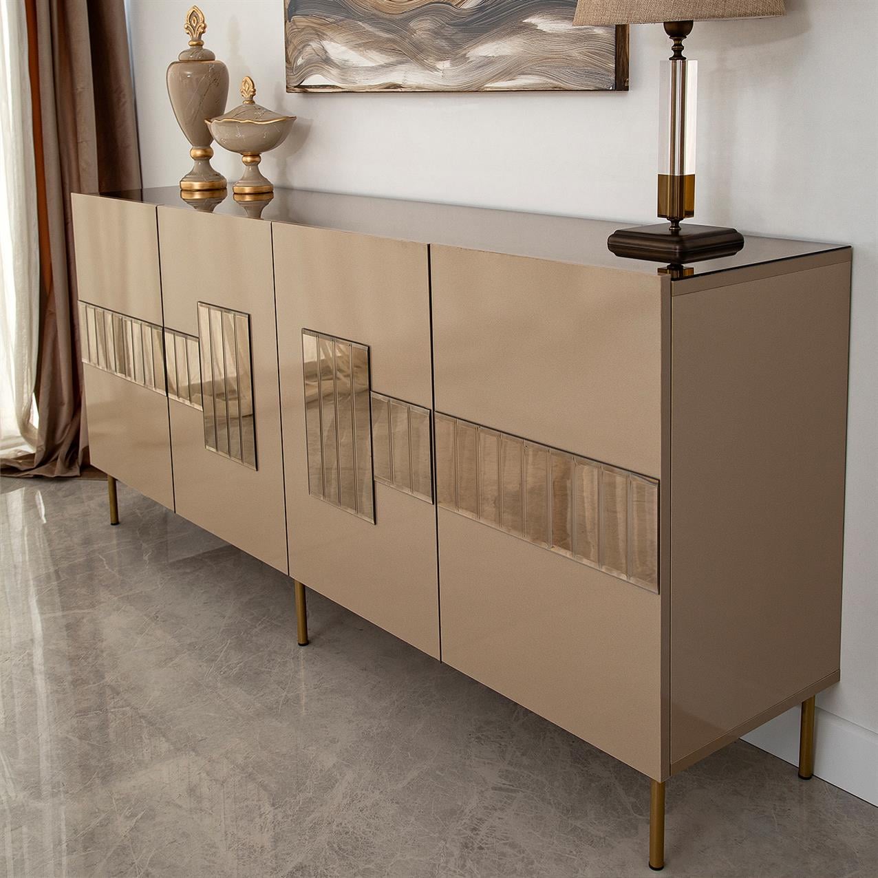 NEOstill - Paris Konsol / Bronz Ayna & Gold Ayak