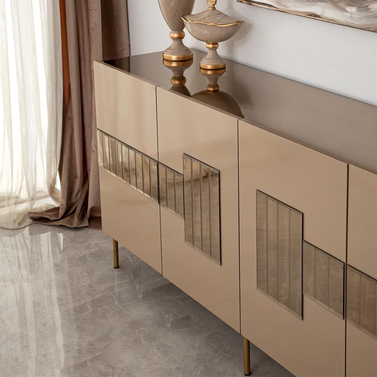 NEOstill - Paris Konsol / Bronz Ayna & Gold Ayak