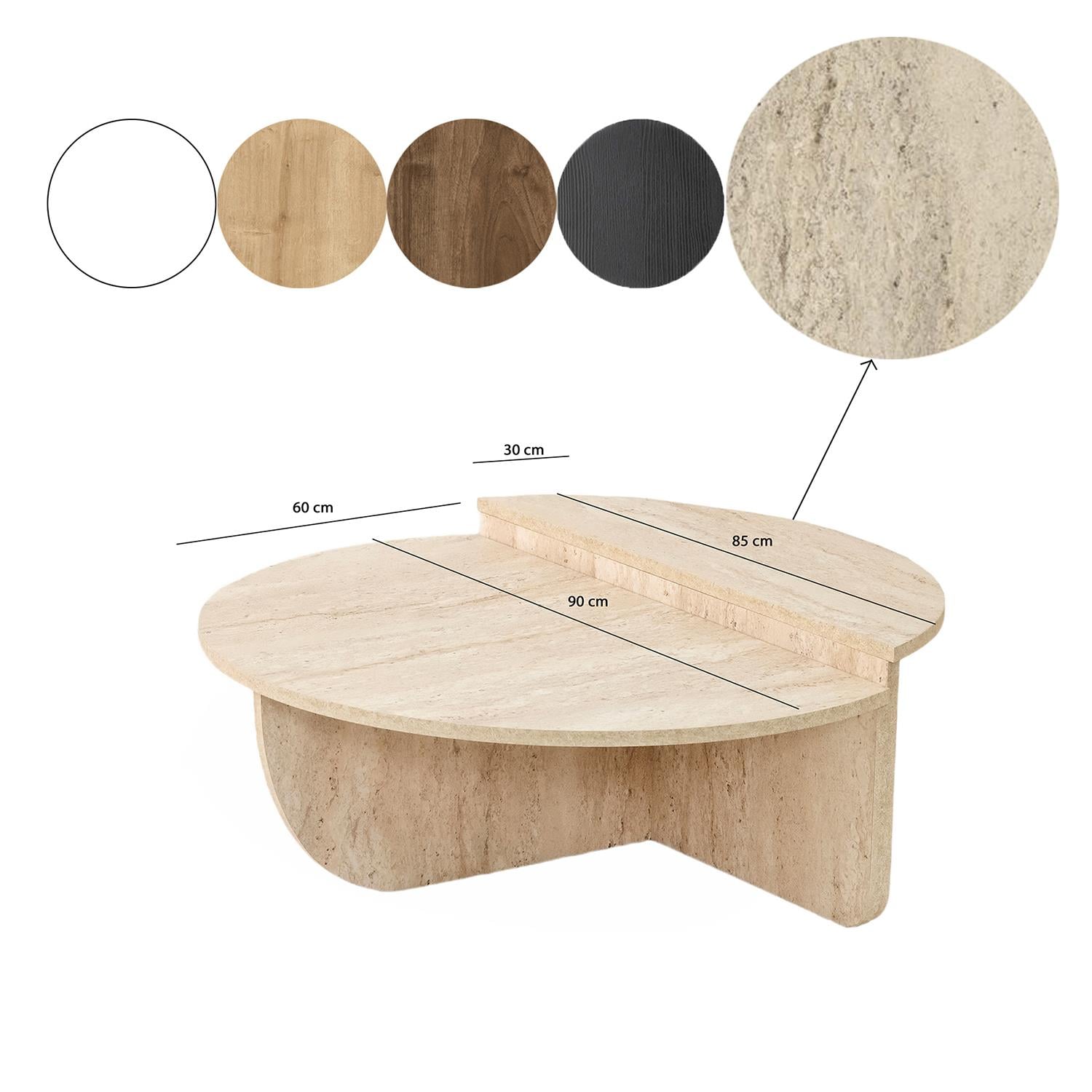 NEOstill - Podium Orta Sehpa / Traverten Desen