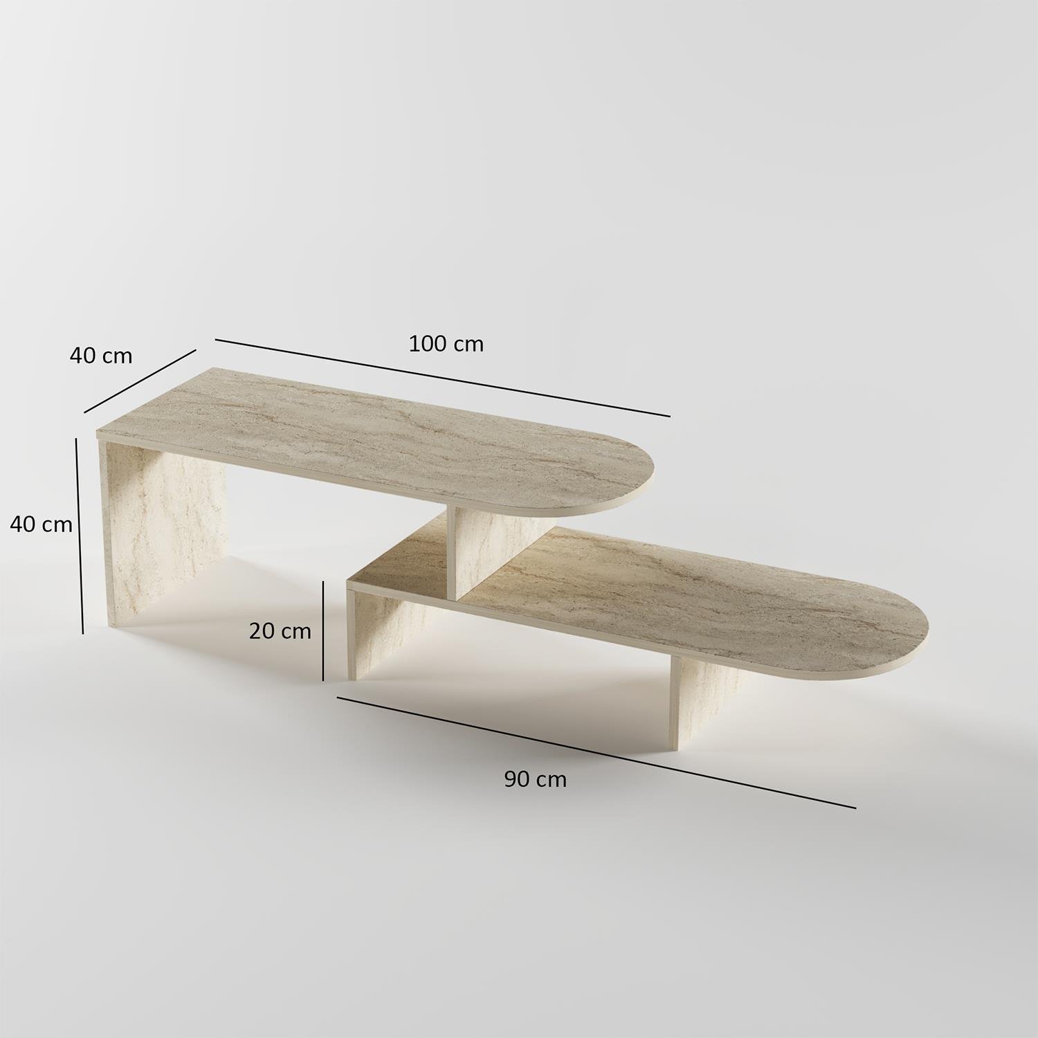 NEOstill - Puzzle Hareketli Sehpa - Traverten