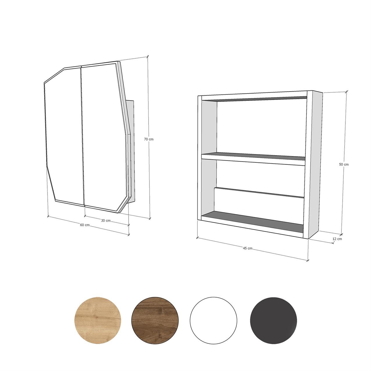 NEOstill - Quartz Aynalı Banyo Dolabı / Siyah 60cm