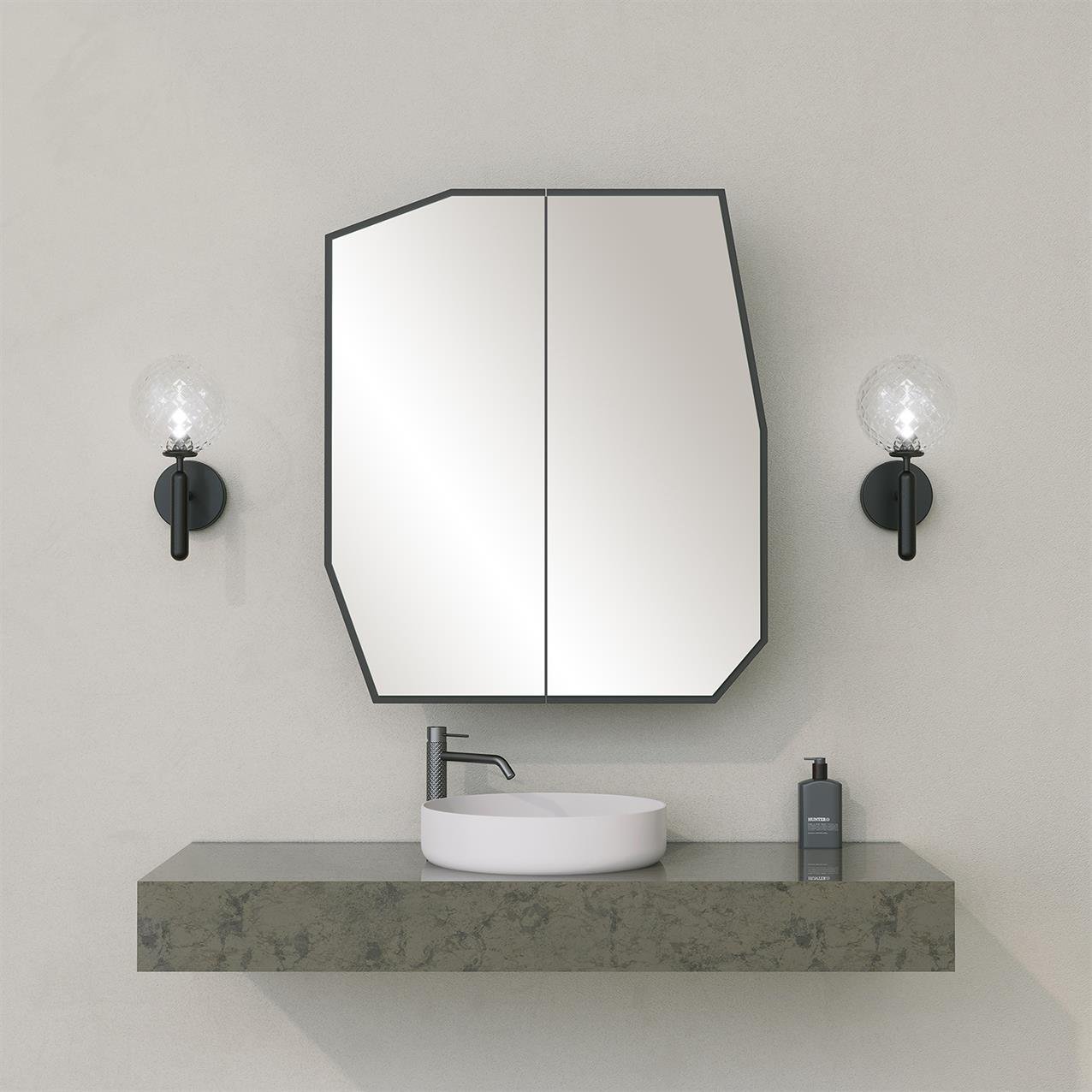 NEOstill - Quartz Aynalı Banyo Dolabı / Siyah 60cm