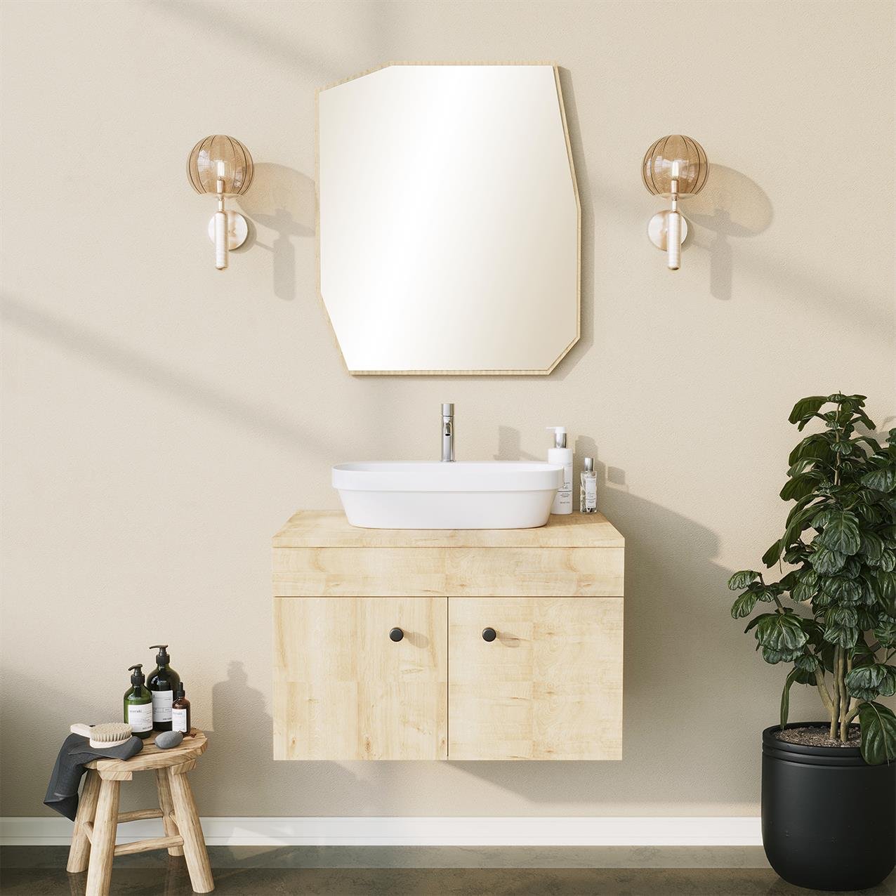 NEOstill - Quartz Banyo Aynası / Safir Meşe