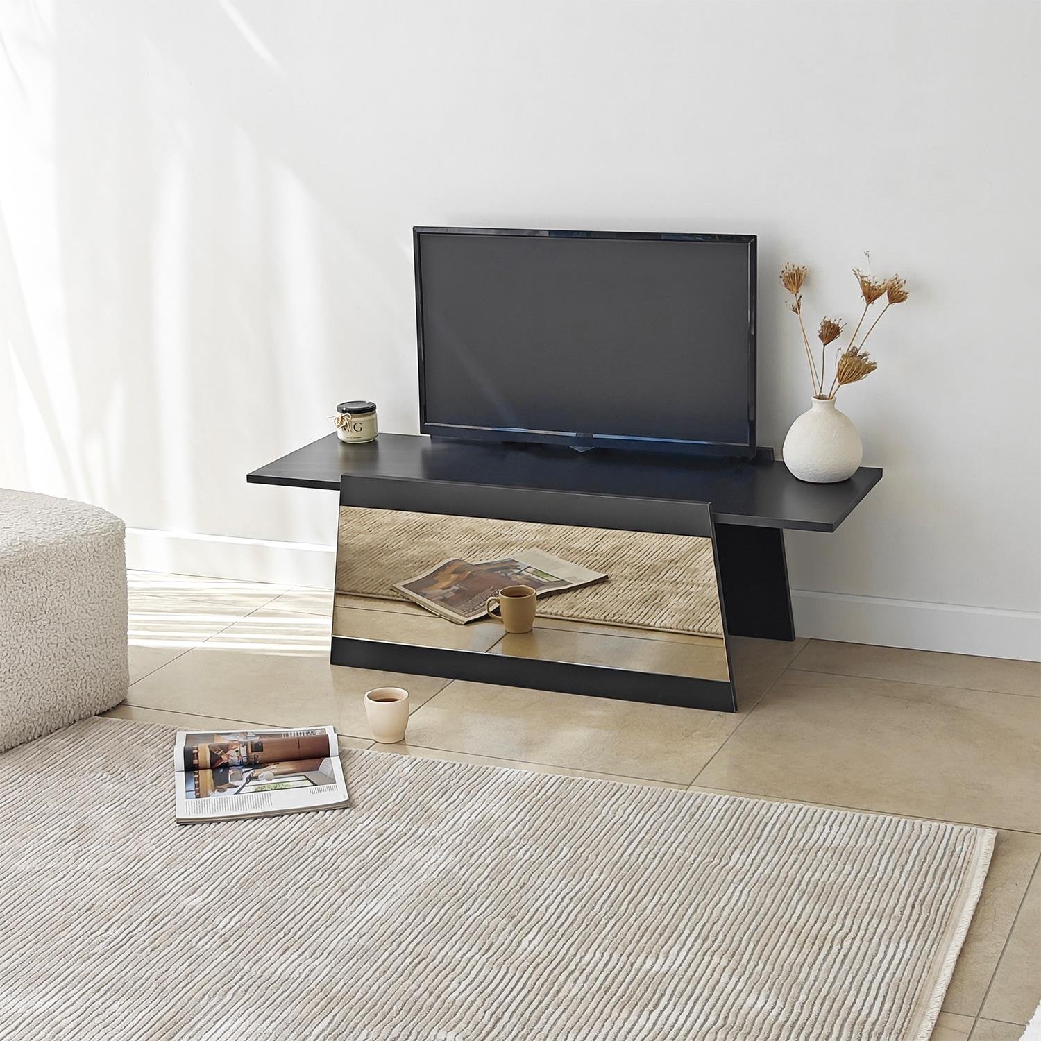 NEOstill - Queen Tv Sehpası 120cm Siyah-Bronz Ayna