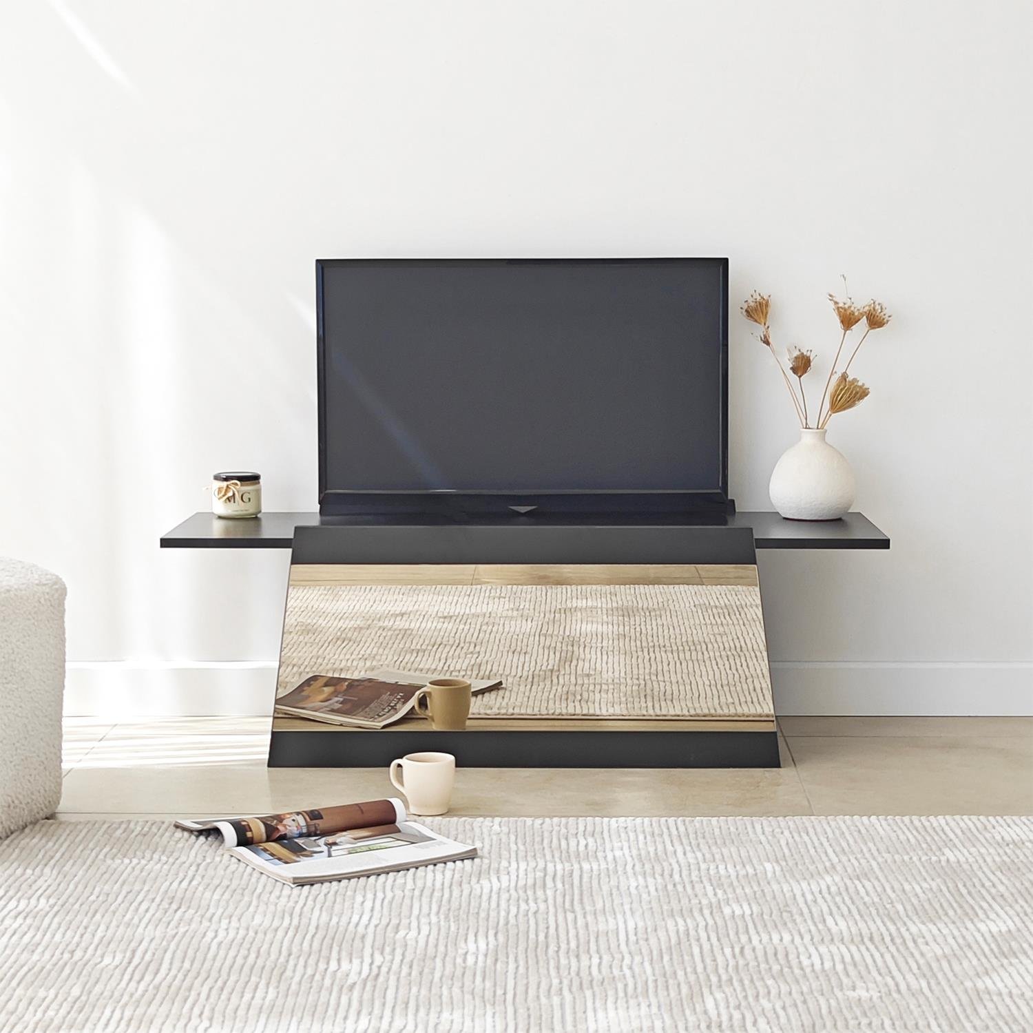 NEOstill - Queen Tv Sehpası 120cm Siyah-Bronz Ayna