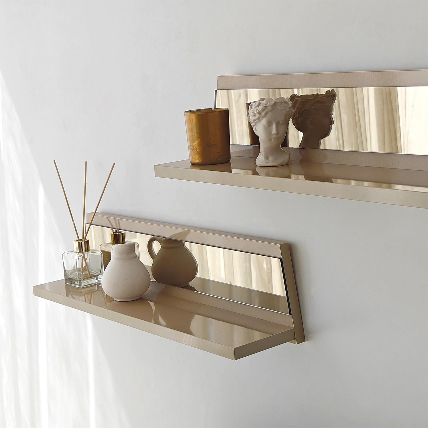 NEOstill - Queen Tv Sehpası 180cm Bej-Bronz Ayna