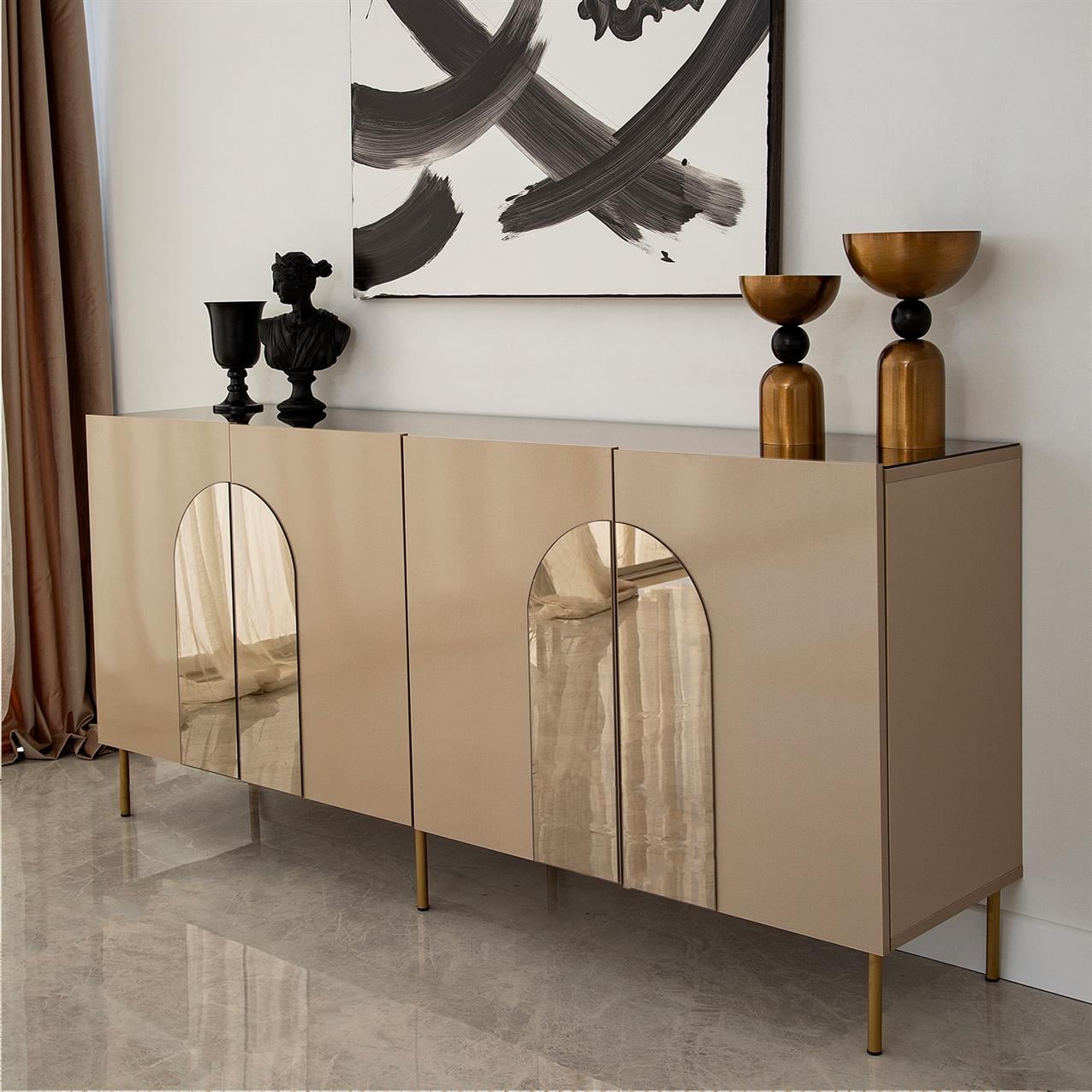 NEOstill - Rome Konsol / Bronz Ayna & Gold Ayak