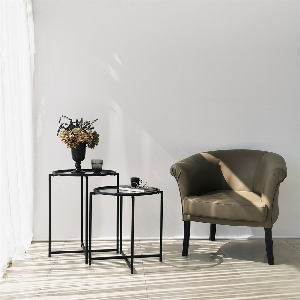 NEOstill - Siyah Metal 2li Yan Sehpa S412F