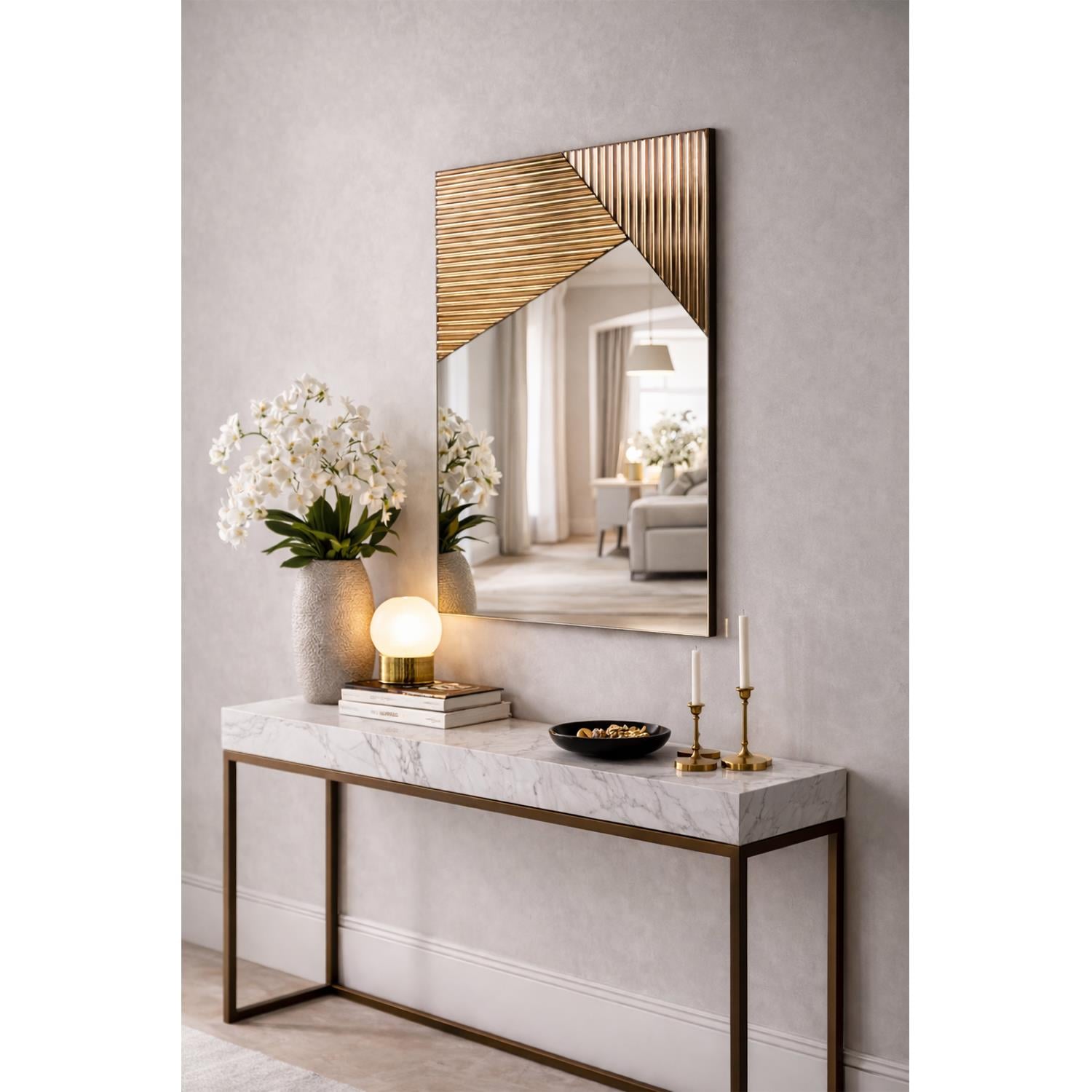NEOstill - Vertex Çizgili Bronz Ayna 50x70
