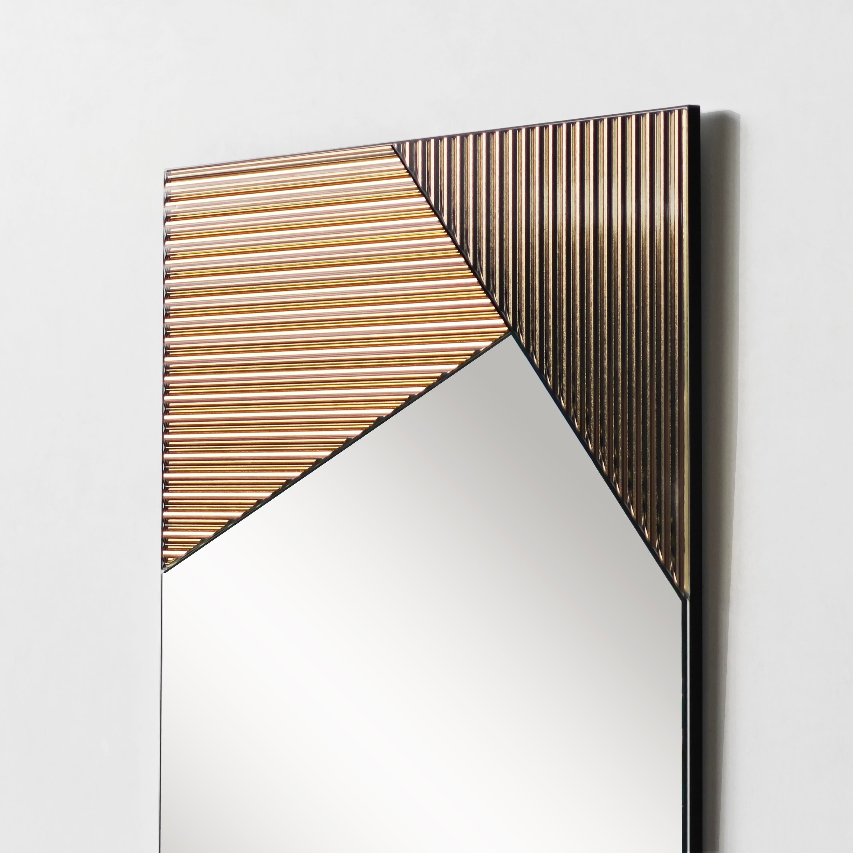 NEOstill - Vertex Çizgili Bronz Ayna 50x70