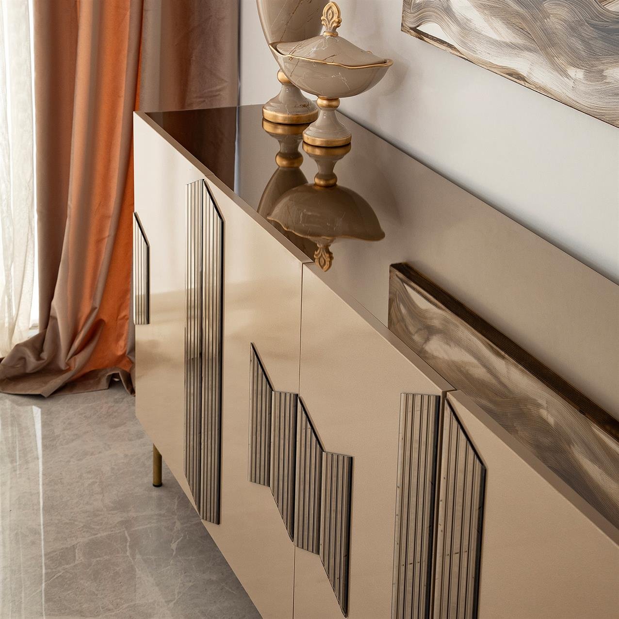 NEOstill - Vienna Konsol / Bronz Ayna & Gold Ayak