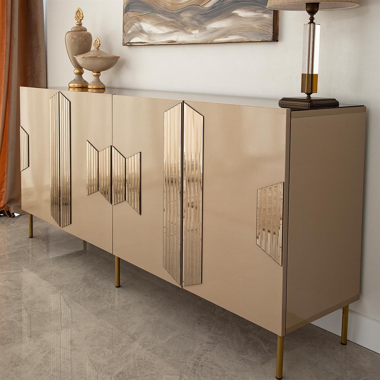 NEOstill - Vienna Konsol / Bronz Ayna & Gold Ayak