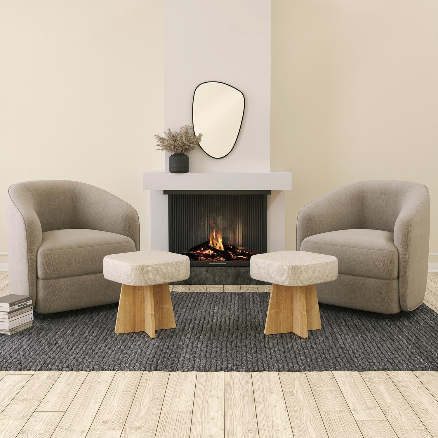 NEOstill - Zen Puf / 40x40 - Bej - Meşe