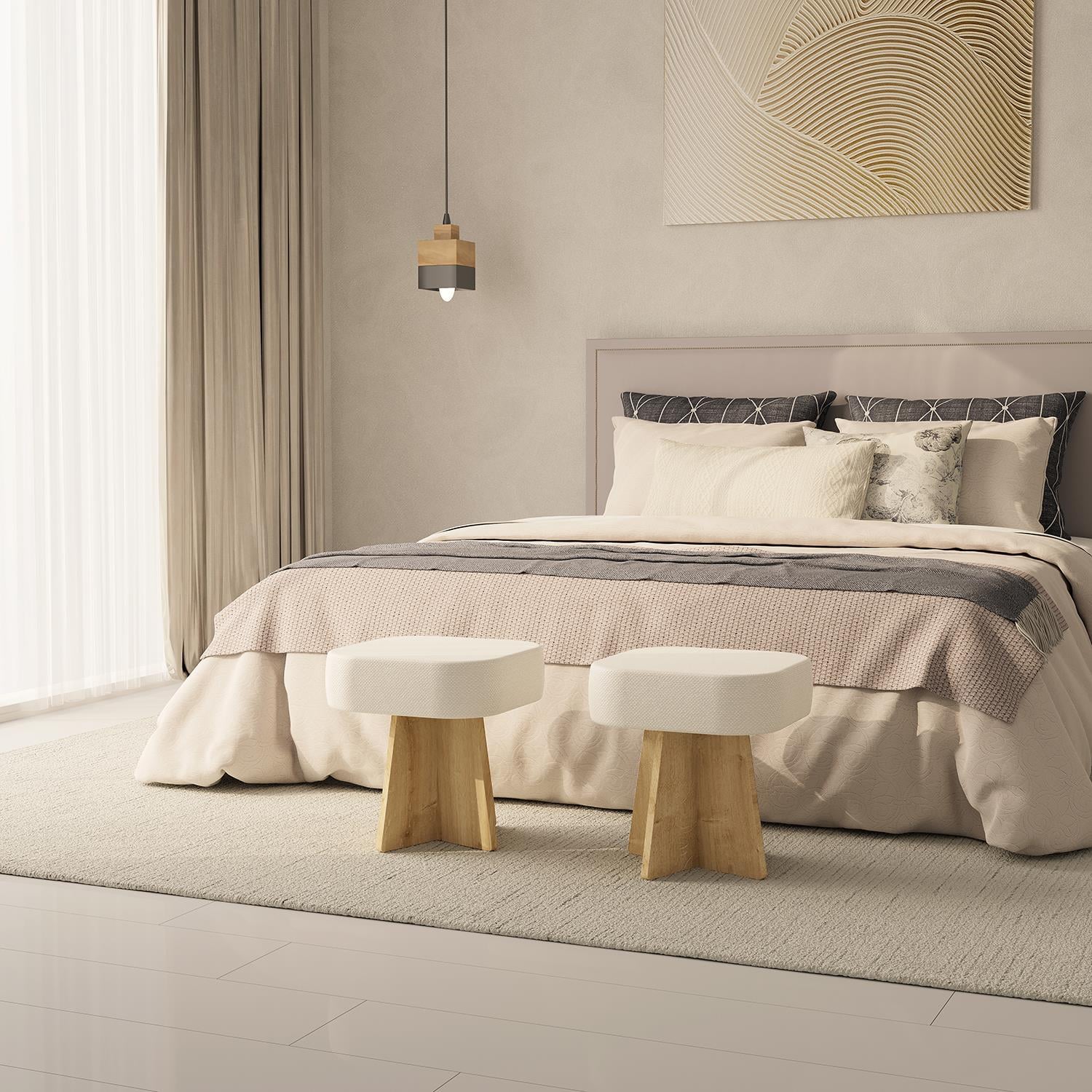NEOstill - Zen Puf / 40x40 - Bej - Meşe