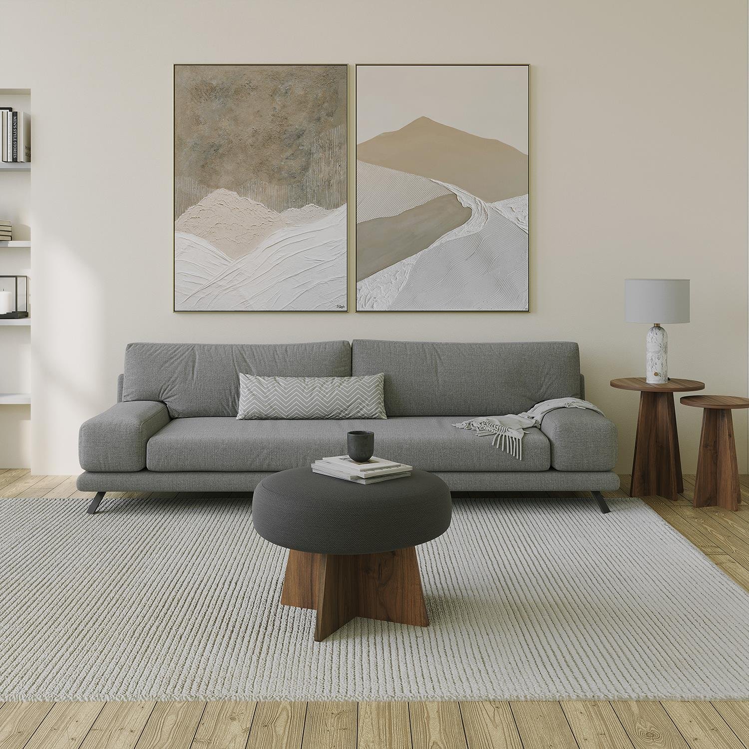 NEOstill - Zen Puf / 60 cm - Antrasit - Ceviz
